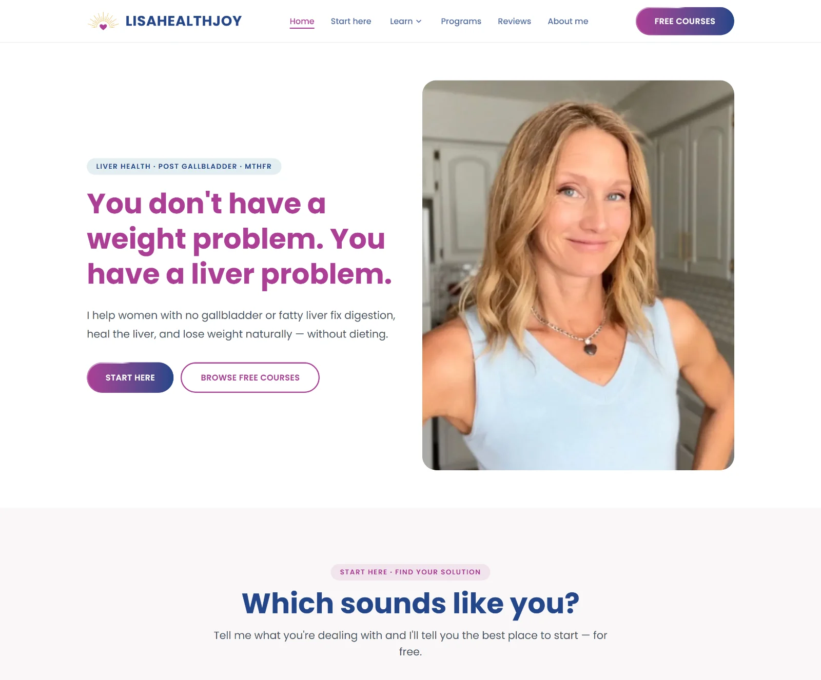 lisahealthjoy.com on a desktop screen